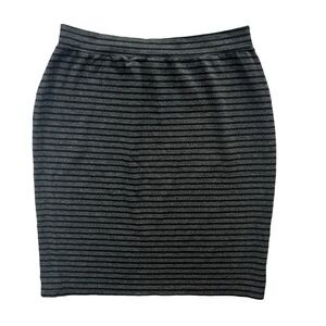 Meri Skye Womens Sz 1X Black Gray Stripe Stretch Jersey Knit Pencil Skirt #XS551